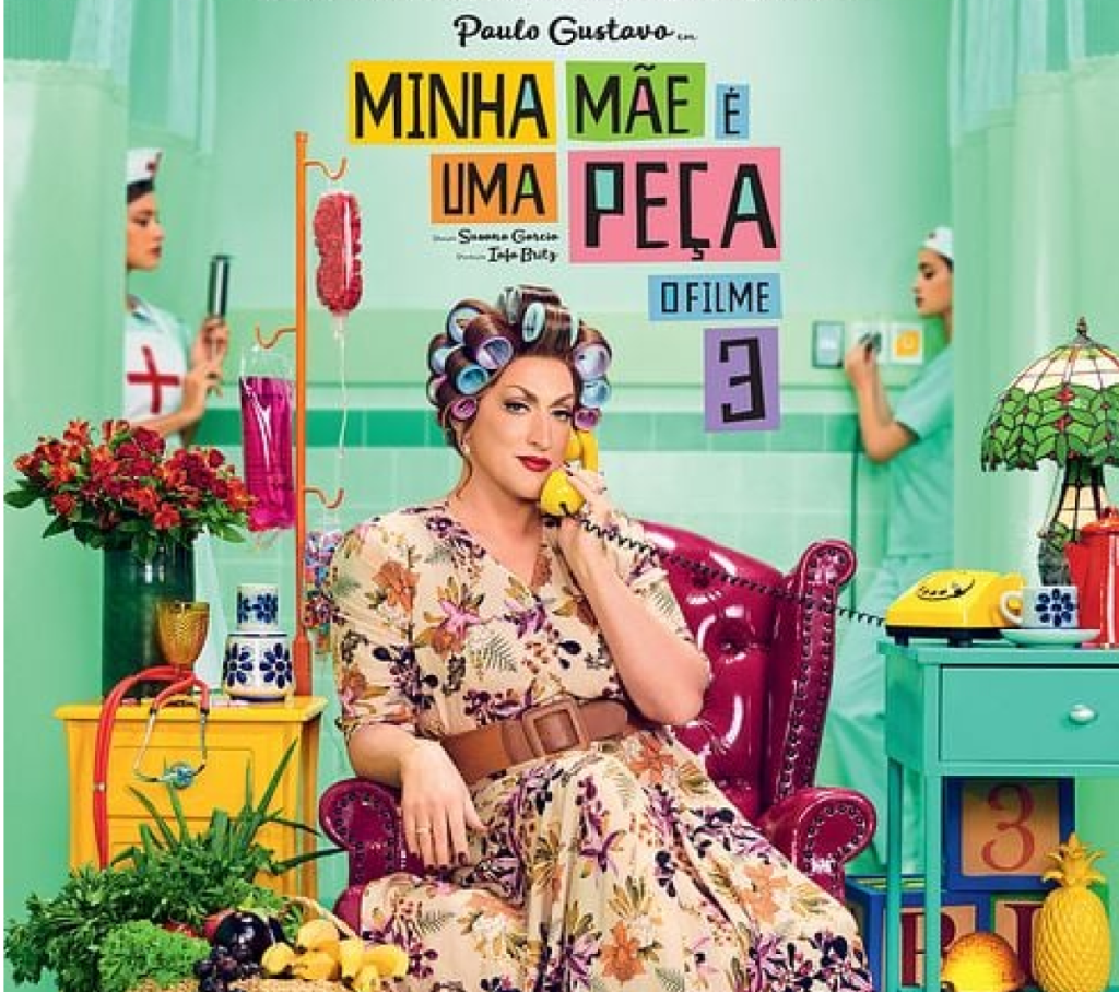 Poster do filme de comédia brasileiro "Minha mãe é uma peça 3".